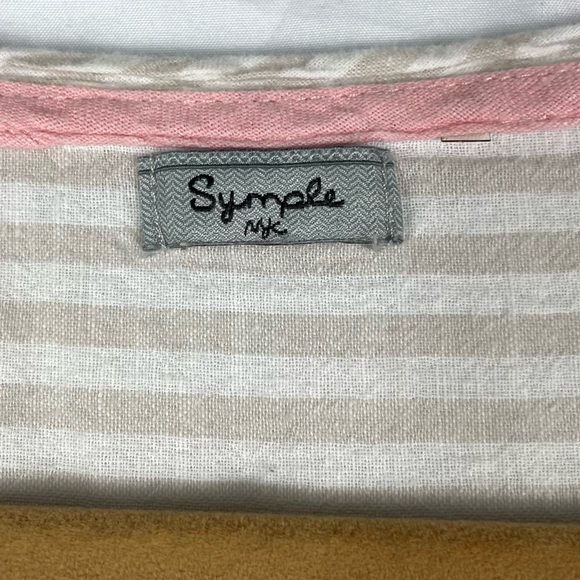 Symple NYC Linen Striped Cream Women's Top - Picture 5 of 6